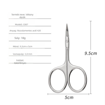 Rozsdamentes acél szemöldök- és orrszőr olló, biztonságos kerek végű és hegyes végű