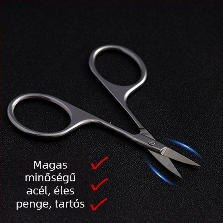 Rozsdamentes acél szemöldök- és orrszőr olló, biztonságos kerek végű és hegyes végű