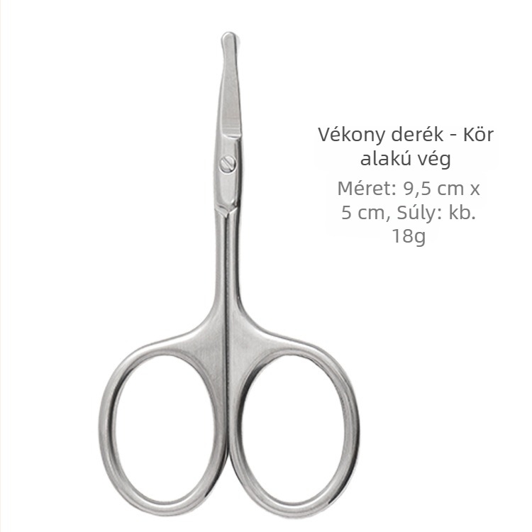 Rozsdamentes acél szemöldök- és orrszőr olló, biztonságos kerek végű és hegyes végű