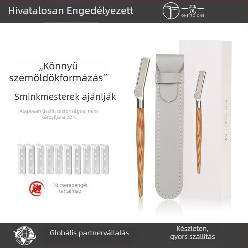 Yifan One szemöldök-trimmer fa markolattal, acél penge, felhatalmazott magánmárka