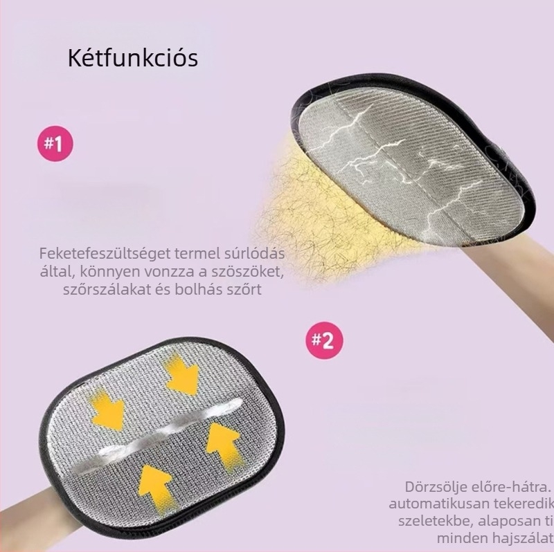 Ötujjas elektrosztatikus szőrtelenítő kesztyű háztartási használatra – kétirányú macska szőrmentesítő ecset, poliészter
