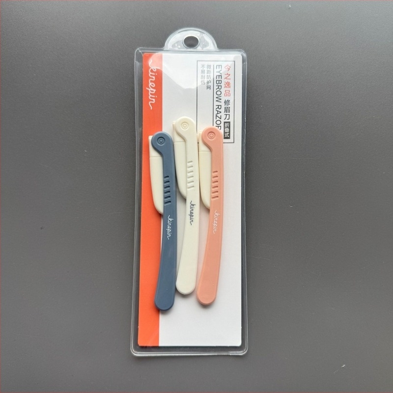 Összecsukható szemöldök-trimmel, hordozható kezdő készlet, rozsdamentes acél penge, 3 darab