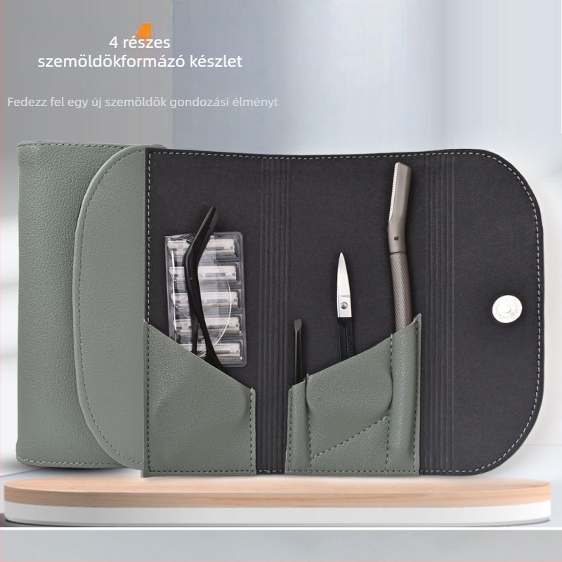 Rozsdamentes acélból készült, 4 részes szemöldökápoló készlet: szemöldökborotva, szemöldökcsipesz és szemöldökolló; kezdőbarát biztonság