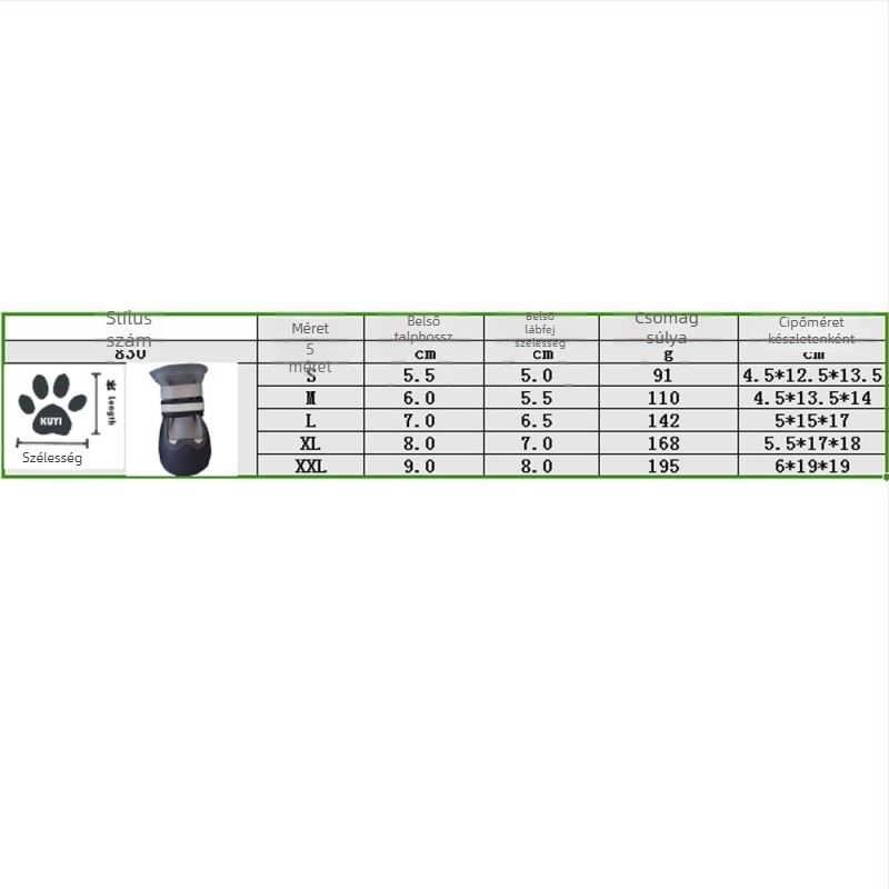 PU anyagú kutyacipő, lágy talppal, vízálló, csúszásmentes, fényvisszaverő