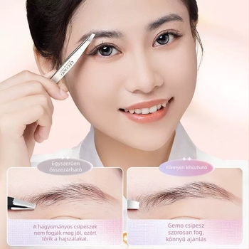 Szemöldökclip rozsdamentes acélból, csúszásmentes markolattal és ferde, lapos végű csúccsal — Gecomo/Gemeng, származás Guangzhou