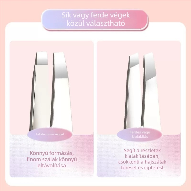 Szemöldökclip rozsdamentes acélból, csúszásmentes markolattal és ferde, lapos végű csúccsal — Gecomo/Gemeng, származás Guangzhou