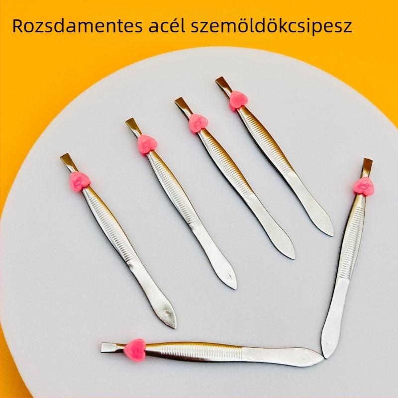 12 darabos rozsdamentes acélból készült szemöldökclip-készlet, sík végű