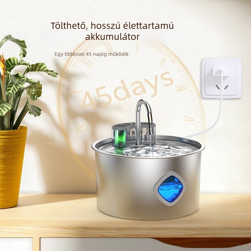 Intelligens rozsdamentes acélból készült háziállat-ivóvíz adagoló Ty10 infravörös szenzorral – alkalmazás-kompatibilis, leválasztható, kutyáknak és macskáknak