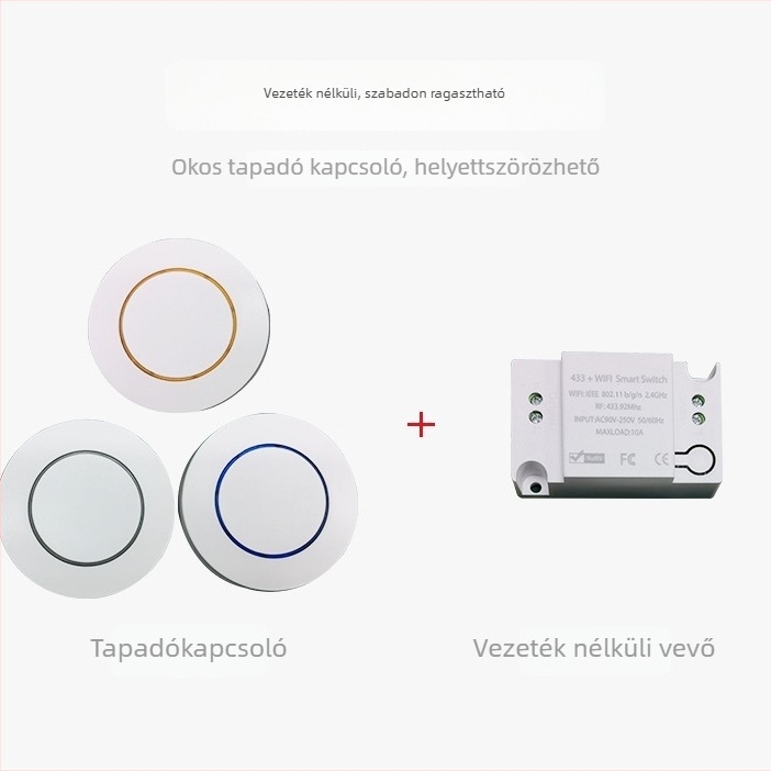 Intelligens vezeték nélküli kapcsoló időzítővel és kettős vezérléssel, RF433 és mobilalkalmazás vezérlése, 90-265V, 10A