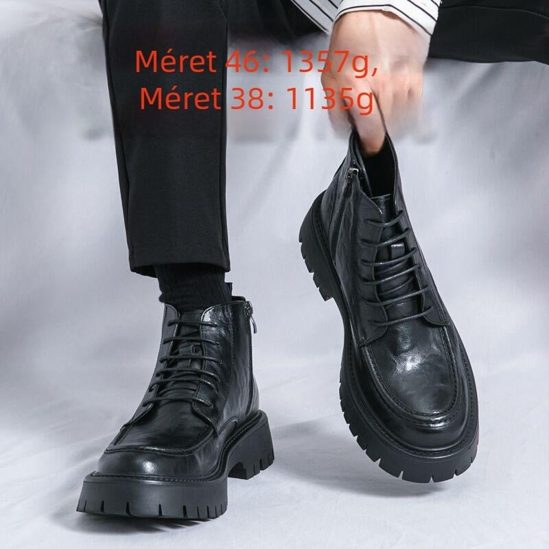 Férfi Martin csizma, mikroszálas bőr felső, kerek orr, gumírozott talp, magas szár