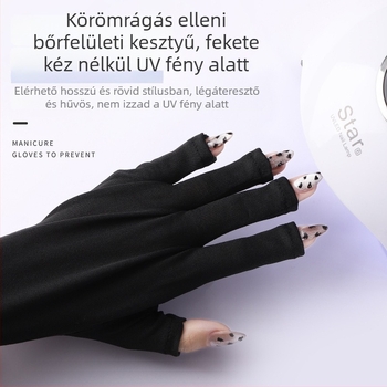 Gumianyagú ujjas manikűrkesztyű UV-védelemmel, UV-lámpa használathoz, egy darab