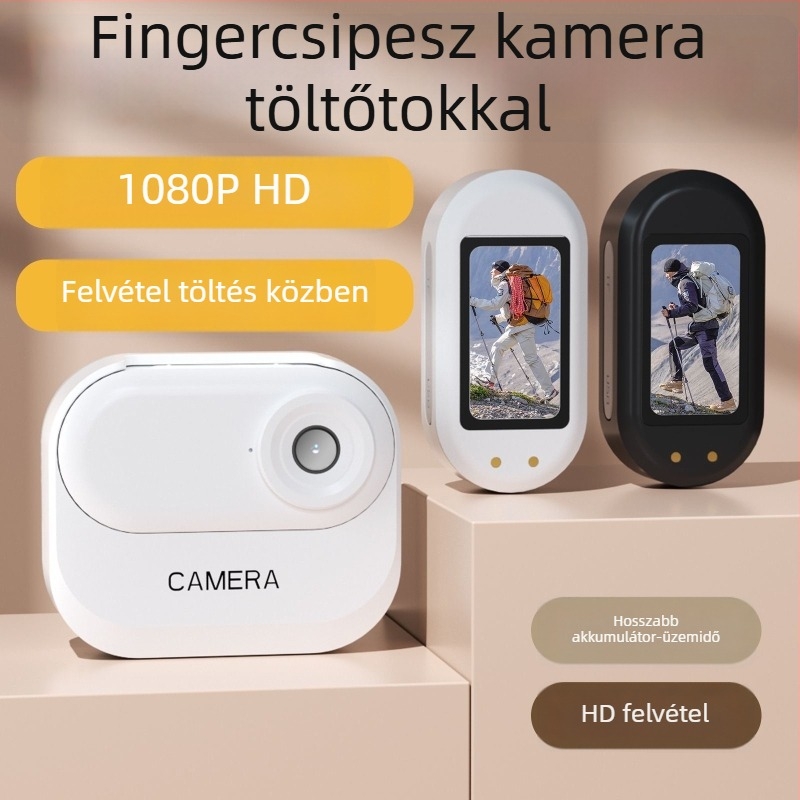 Sportos ujjkamera mágneses töltőtokkal, HD felvétel kerékpározás közben, TF-kártya tárolás, 1 hüvelykes LCD kijelző