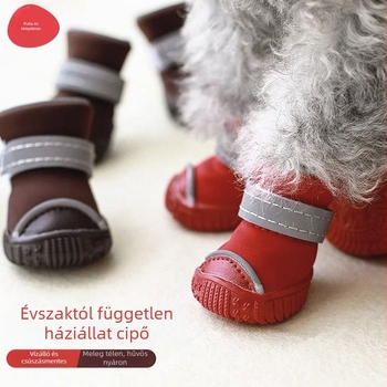 Kis testű kutyák számára készült kutyacipő — akril szálas anyag, univerzális illeszkedés, díszítés, melegen tartás