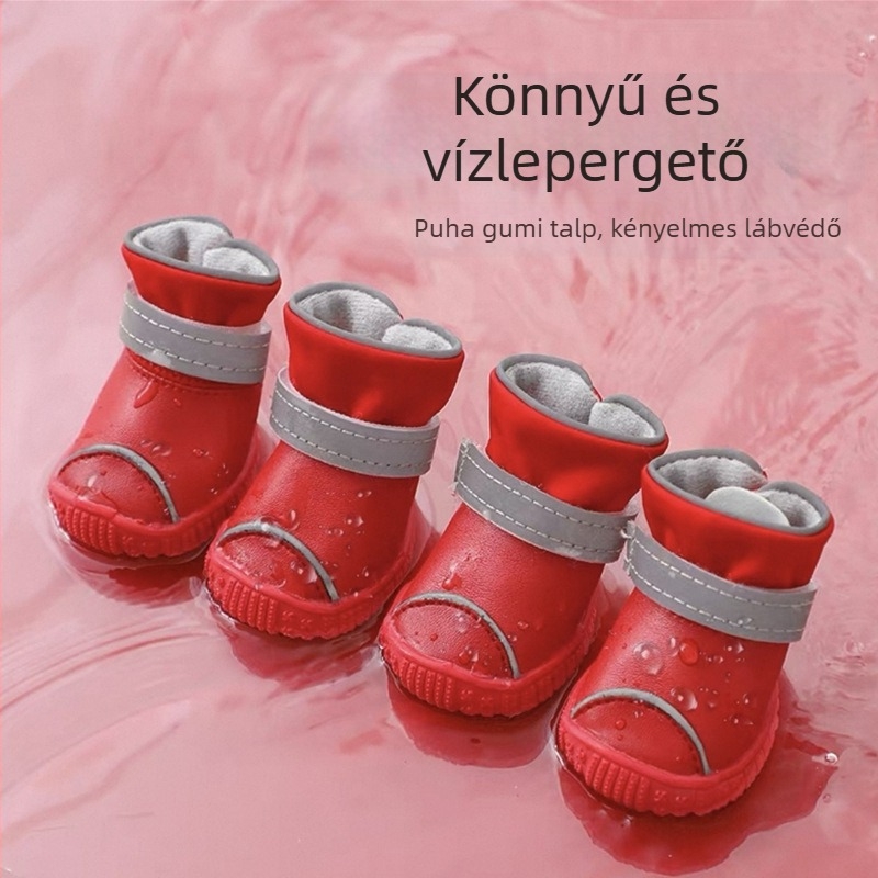 Kis testű kutyák számára készült kutyacipő — akril szálas anyag, univerzális illeszkedés, díszítés, melegen tartás