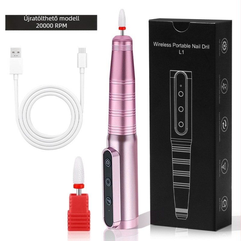 Hordozható elektromos körömreszelő halott bőr eltávolításához, toll-stílusú kialakítás, műanyag és rozsdamentes acél test, 1200mAh akkumulátor