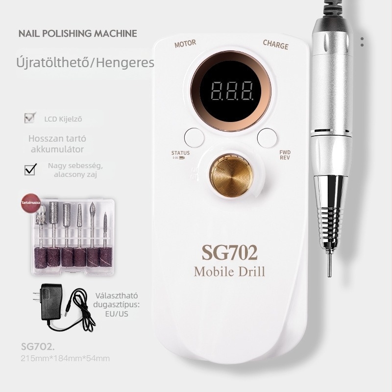 Körömfúró, nagy sebességű professzionális eszköz a halott bőr eltávolításához és polírozáshoz, 35000 rpm, test műanyagból és rozsdamentes acélból, 20 darabos csomagban