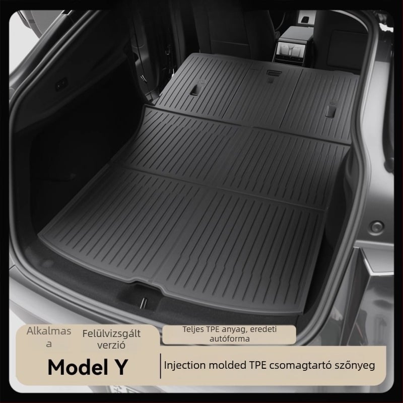 Tesla Model Y első és hátsó csomagtartó szőnyegek, TPE, ragasztó telepítés