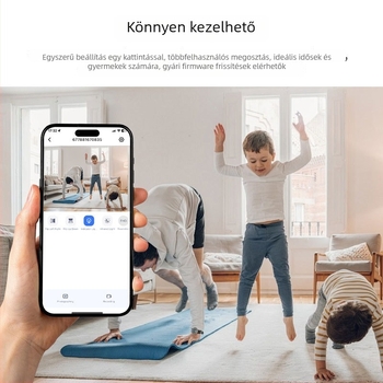 Vezeték nélküli intelligens biztonsági kamera 360°-os forgással, beltéri/kültéri használatra, éjszakai látás, HD videó, távoli hozzáférés