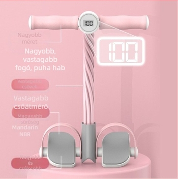 Hasizom-gyakorlatokat segítő eszköz pedálfeszítéssel és számlálási funkcióval, hatszálas kötélrendszer otthoni használatra