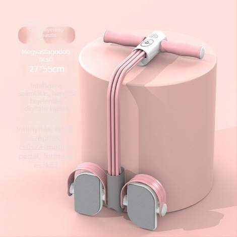 Hasizom-gyakorlatokat segítő eszköz pedálfeszítéssel és számlálási funkcióval, hatszálas kötélrendszer otthoni használatra