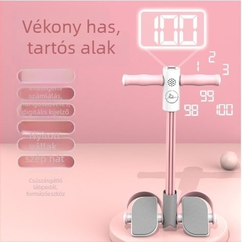 Hasizom-gyakorlatokat segítő eszköz pedálfeszítéssel és számlálási funkcióval, hatszálas kötélrendszer otthoni használatra