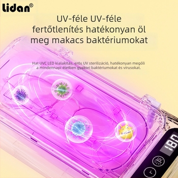 Lidan T-90 többfunkciós ultrahangos tisztító készülék manikűr eszközökhöz, magas frekvenciájú ultrahangos tisztítással és UV fertőtlenítő dobozzal