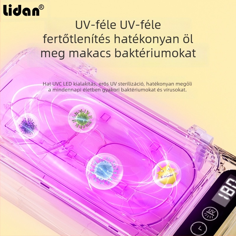 Lidan T-90 többfunkciós ultrahangos tisztító készülék manikűr eszközökhöz, magas frekvenciájú ultrahangos tisztítással és UV fertőtlenítő dobozzal