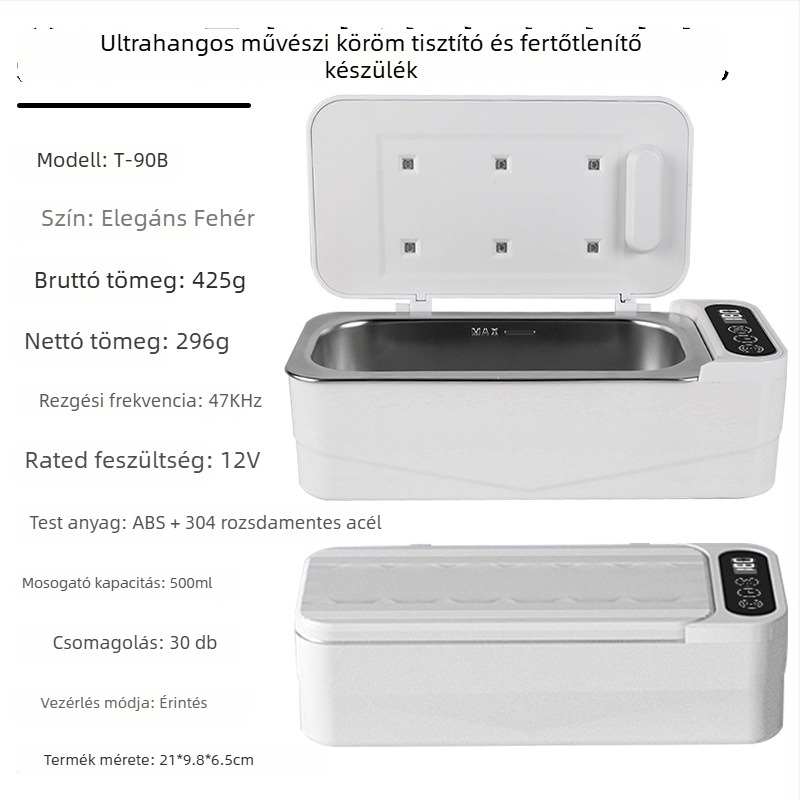 Lidan T-90 többfunkciós ultrahangos tisztító készülék manikűr eszközökhöz, magas frekvenciájú ultrahangos tisztítással és UV fertőtlenítő dobozzal