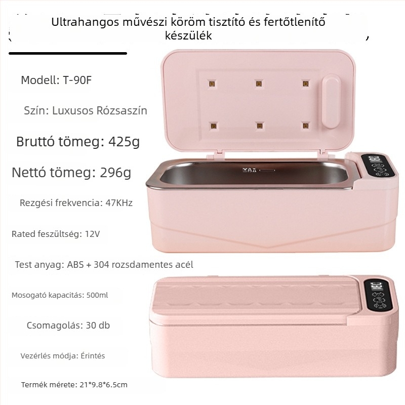 Lidan T-90 többfunkciós ultrahangos tisztító készülék manikűr eszközökhöz, magas frekvenciájú ultrahangos tisztítással és UV fertőtlenítő dobozzal