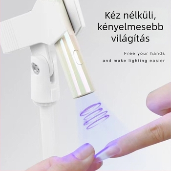 Kézben tartható körömlámpa kettős kártya-slot tartóval és köröm matrica klippel — 1 db