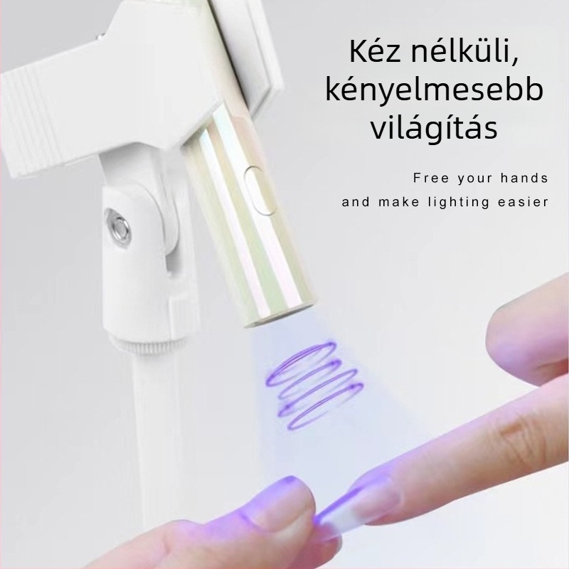 Kézben tartható körömlámpa kettős kártya-slot tartóval és köröm matrica klippel — 1 db