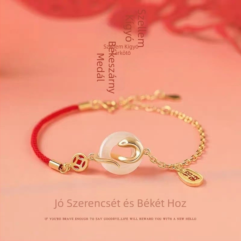 Yuexin Ornament környezetbarát réz karkötő elektroplattázott felülettel, kígyó-zodiákus motívum, női kézre való kiegészítő