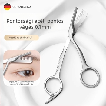 Szemöldökolló fésűvel — kétfunkciós, öntött rozsdamentes acélból, karcolásálló, 35,7 g