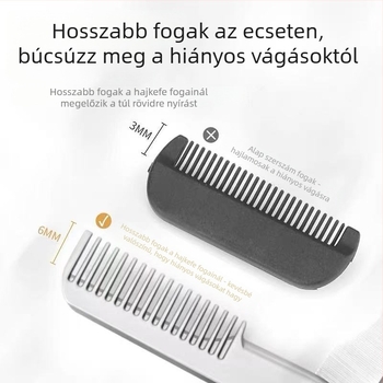 Szemöldökolló fésűvel — kétfunkciós, öntött rozsdamentes acélból, karcolásálló, 35,7 g