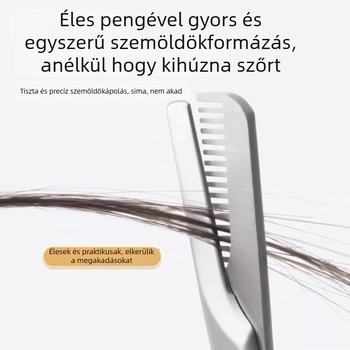 Szemöldökolló fésűvel — kétfunkciós, öntött rozsdamentes acélból, karcolásálló, 35,7 g
