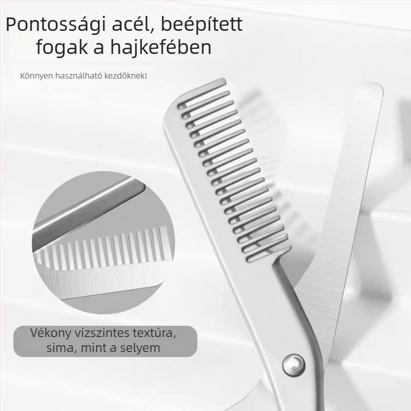 Szemöldökolló fésűvel — kétfunkciós, öntött rozsdamentes acélból, karcolásálló, 35,7 g