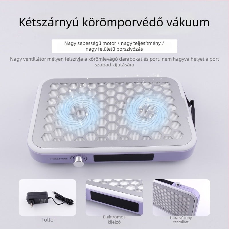 Manikűr porgyűjtő, ultra vékony, csendes, kettős kerekekkel és erős szívással, rozsdamentes acél, 1012 g