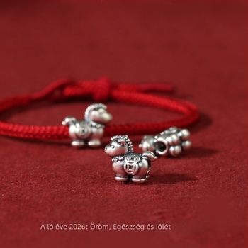 Kordból készült karkötő, ló zodiákus, kézzel kötött, téli 2025