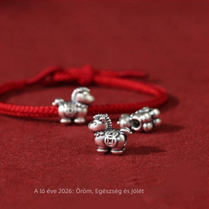 Kordból készült karkötő, ló zodiákus, kézzel kötött, téli 2025
