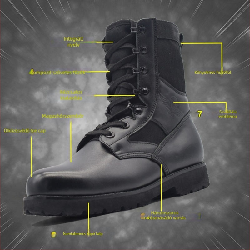 Tak­tikai harci csizmák, uniszex, magas szárú, felső rész: Super Fiber, talp: gumi, EVA talpbetét