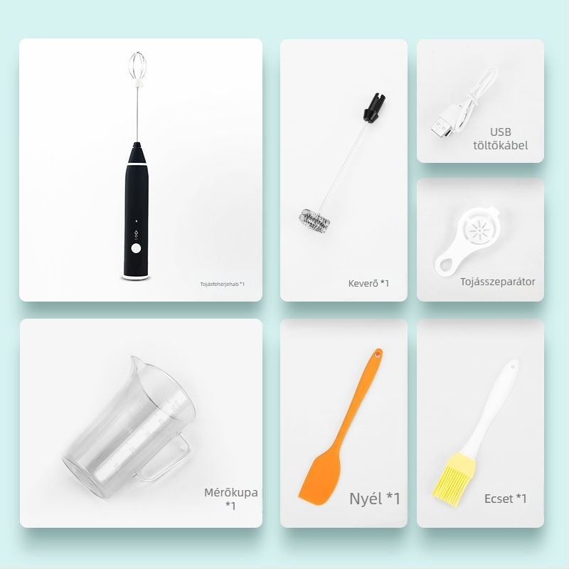 Elektromos mini tojáshabosító otthonra – tortakeverő, automatikus fehérjehabosító | Kód KL519556445 | Márka: Egyéb