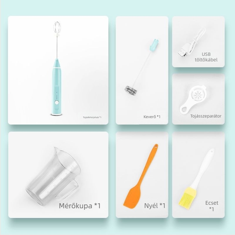 Elektromos mini tojáshabosító otthonra – tortakeverő, automatikus fehérjehabosító | Kód KL519556445 | Márka: Egyéb