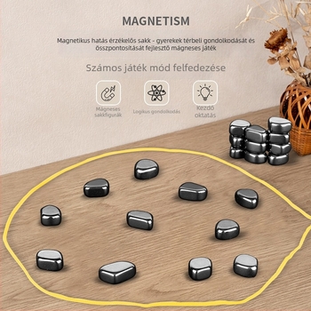Mágneses harci sakkjáték — Műanyag darabok; 4–14 éveseknek; fejleszti az érzelmeket, a látást és a kéz-agy koordinációját
