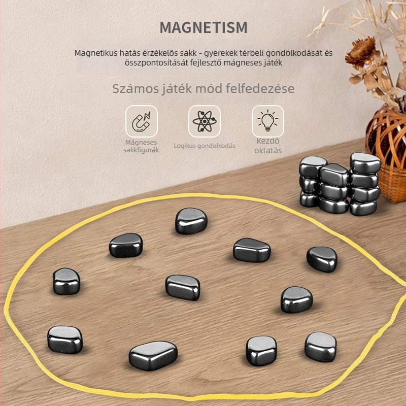 Mágneses harci sakkjáték — Műanyag darabok; 4–14 éveseknek; fejleszti az érzelmeket, a látást és a kéz-agy koordinációját