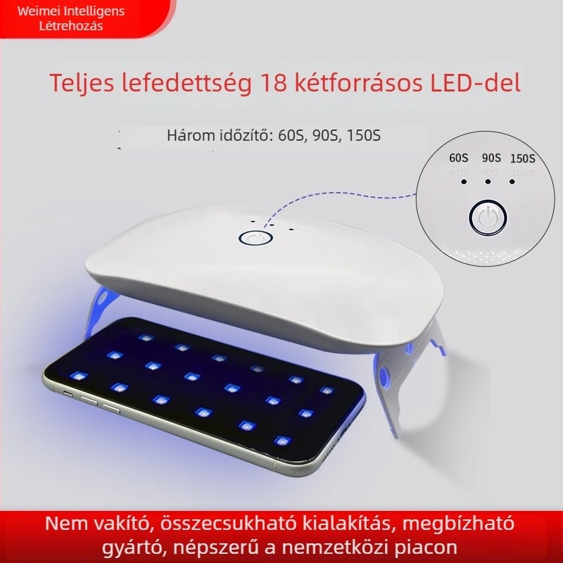 USB körömlámpa 18 LED-del, kettős fényforrással, UV-polimerizációs lámpa, 120 másodperces polimerizációs idő