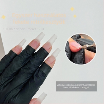 Egyszer használatos nitril manikűr kesztyűk, 100 db, tartós, védő jellegű