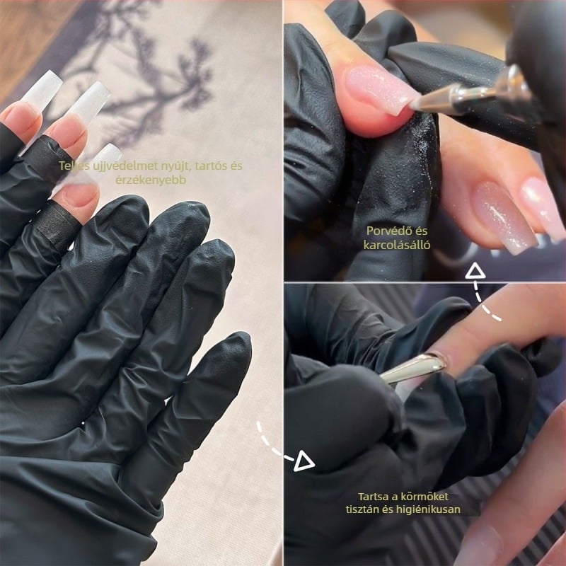 Egyszer használatos nitril manikűr kesztyűk, 100 db, tartós, védő jellegű