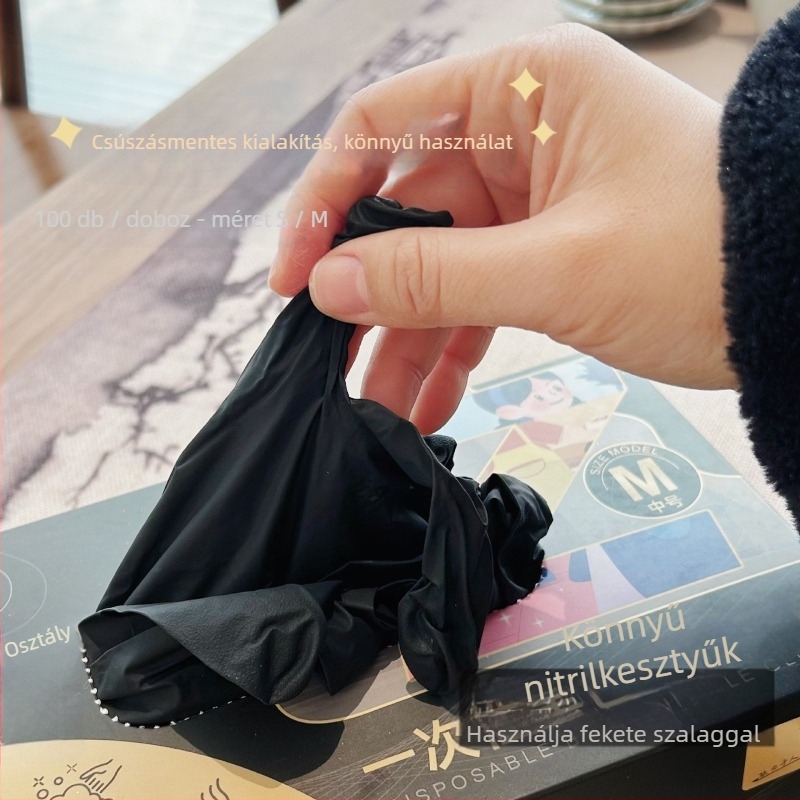 Egyszer használatos nitril manikűr kesztyűk, 100 db, tartós, védő jellegű