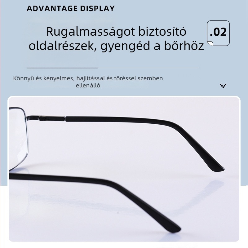 Olvasószemüveg kékfényvédeléssel, teljes keretes fémből készült keret, felnőtteknek négyszögletes arcformához, 2024 tél kiadás.