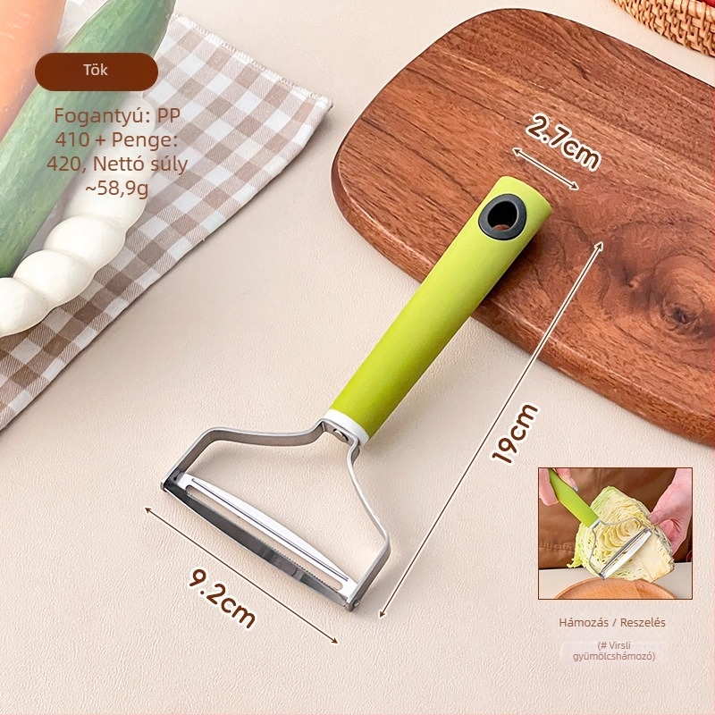 Konyhai többfunkciós reszelő és hámozó eszköz – két az egyben, dinnyéhez és gyümölcsökhöz, Platinum, rozsdamentes acél 420/304+410, PP fogantyú